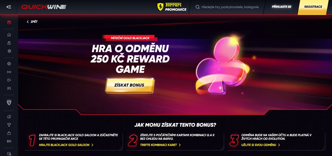 Jak získat bonus Zlatý Blackjack v kasinu Quickwin Zlatý Blackjack v kasinu Quickwin