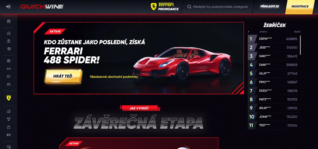 Jak získat bonus Ferrari 488 Spider v Quickwin Bonus Ferrari 488 Spider v Quickwin